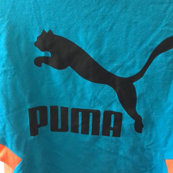 Aqua and orange Puma shirt with sides cut out - Picture 2 of 4
